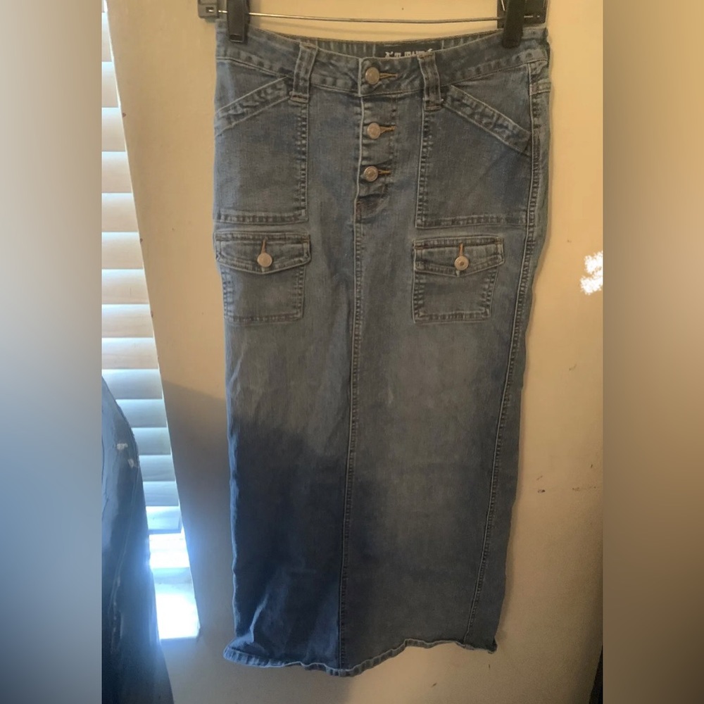Long denim skirt